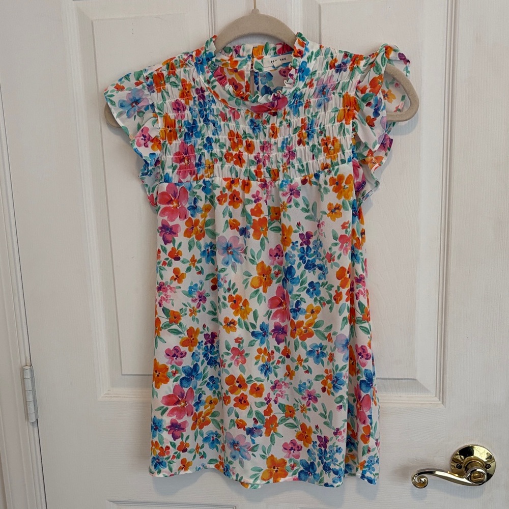 Floral Ruffle Sleeve Top